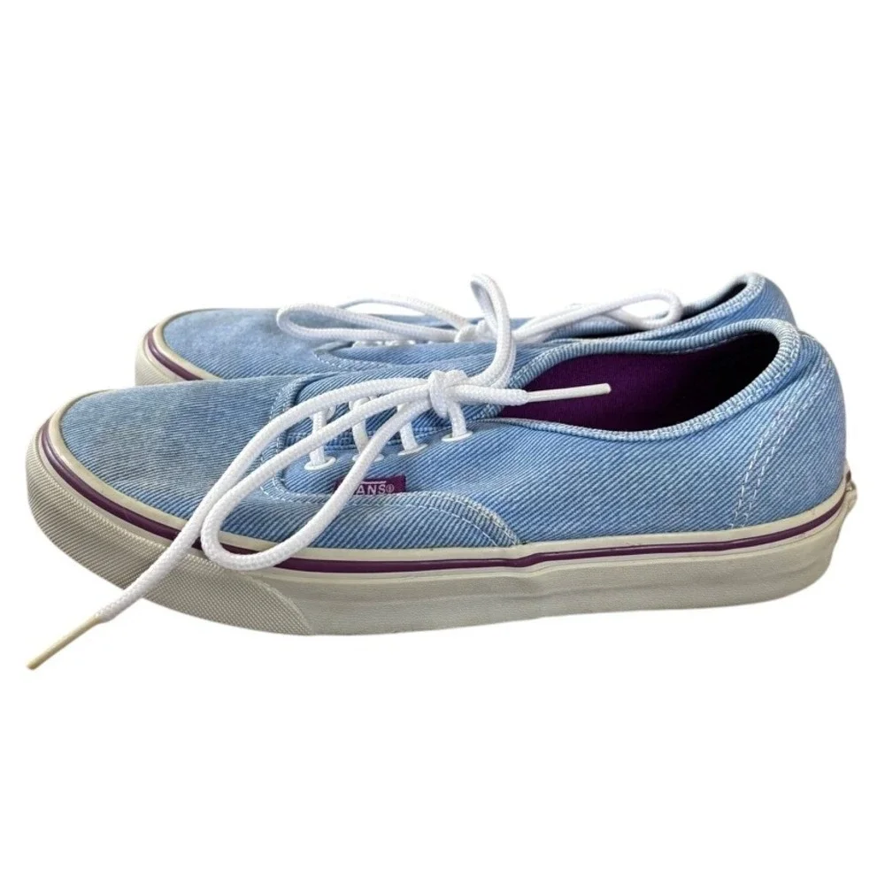 Vans Blue Denim Sneakers Women's Sz‎ 7.5 Washed Twill Skater Grunge